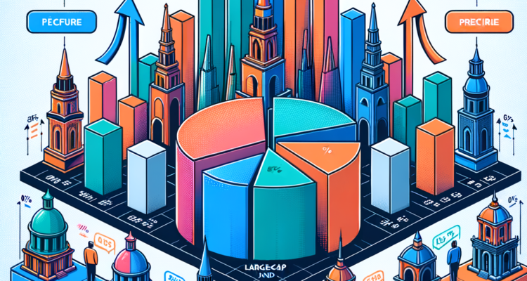 Visual comparison of mid-cap, small-cap, and large-cap funds using bar and pie charts with investment metrics.