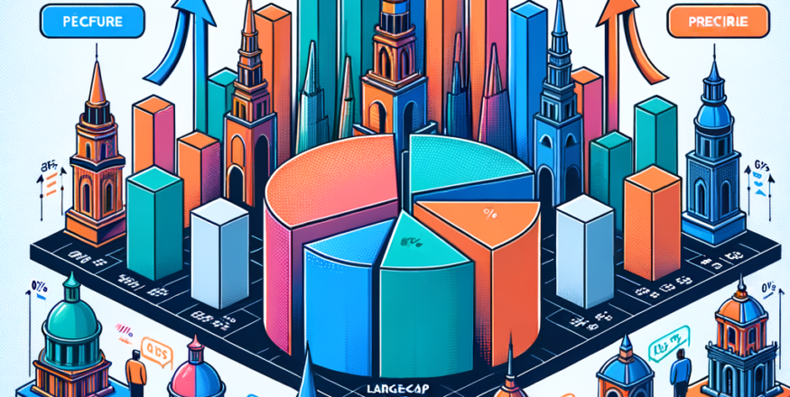 Visual comparison of mid-cap, small-cap, and large-cap funds using bar and pie charts with investment metrics.