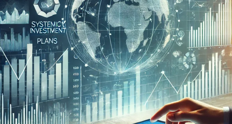 Illustration of market volatility with fluctuating financial graphs and mutual fund investment strategies, emphasizing SIPs and diversification.