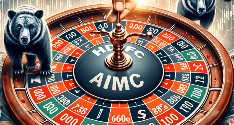 HDFC AMC's financial performance and market resilience illustrated with a roulette symbolizing investment strategies.