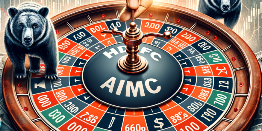 HDFC AMC's financial performance and market resilience illustrated with a roulette symbolizing investment strategies.