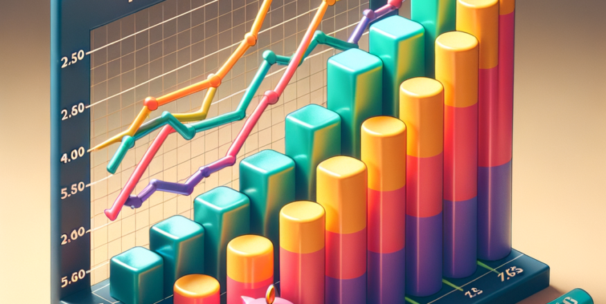 A detailed bar and line chart illustrating the growth and popularity of passive funds, showcasing trends in returns, investments, and market performance with a piggy bank symbolizing savings and investment strategies.