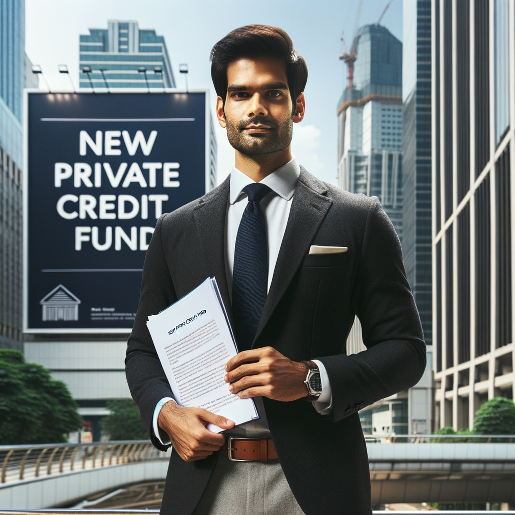 Franklin Templeton's private credit fund initiative in India led by Santosh Kamath, showcasing a professional in a financial district.