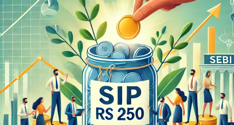Illustration of SEBI's Rs 250 SIP proposal promoting financial inclusion in India.