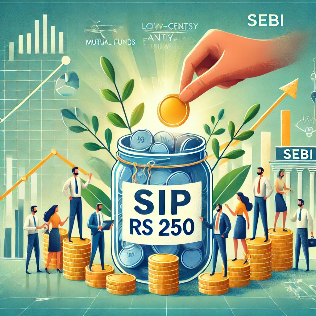 Illustration of SEBI's Rs 250 SIP proposal promoting financial inclusion in India.