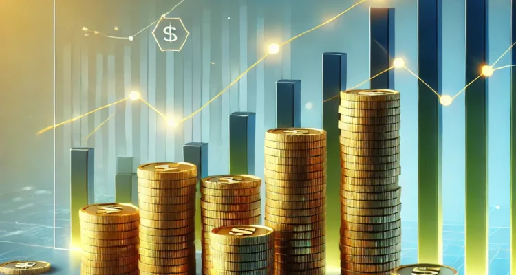 Illustration of a financial graph showcasing top-performing equity mutual funds for 2025 with dynamic growth patterns.