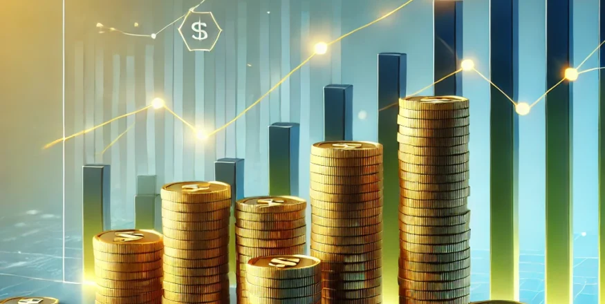 Illustration of a financial graph showcasing top-performing equity mutual funds for 2025 with dynamic growth patterns.