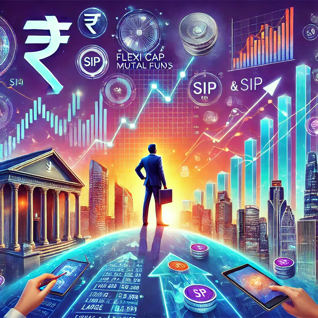 An engaging and visually appealing illustration representing the top-performing flexi cap mutual funds based on SIP returns over the past three years.